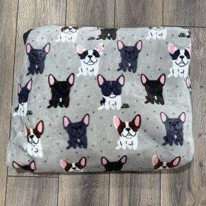 Frenchie French Bulldog Blanket Queen Size  Gray Soft Blanket